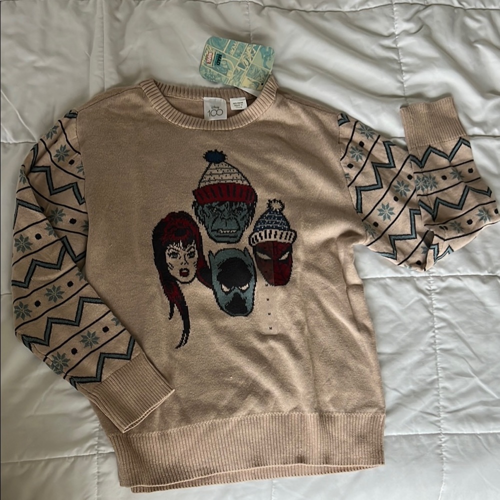 Beige Graphic Sweater